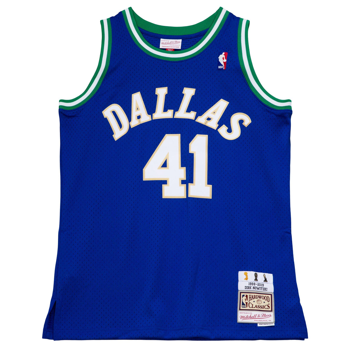 DALLAS MAVERICKS DIRK NOWITZKI HARDWOOD CLASSIC GOLD JERSEY