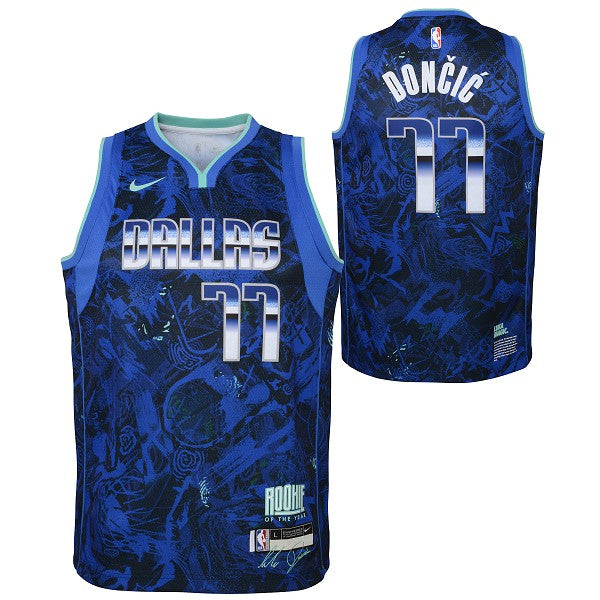 Youth Nike Luka Doncic Royal Dallas Mavericks Logo Name & Number T-Shirt 