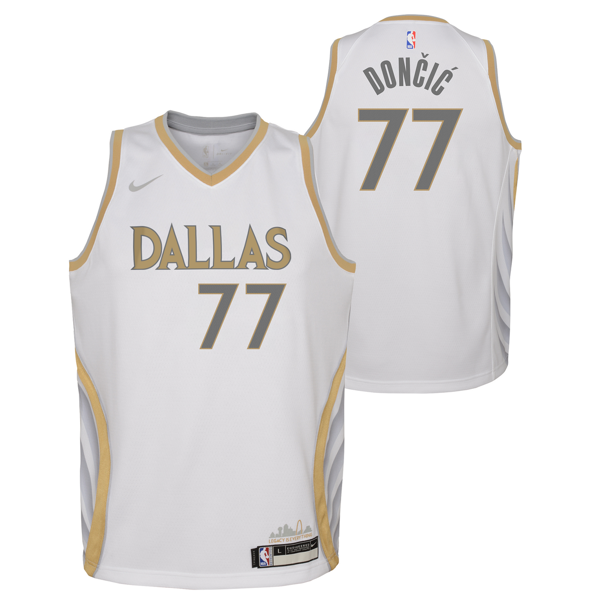  Dallas Mavericks White Gold Blank Youth 8-20 City