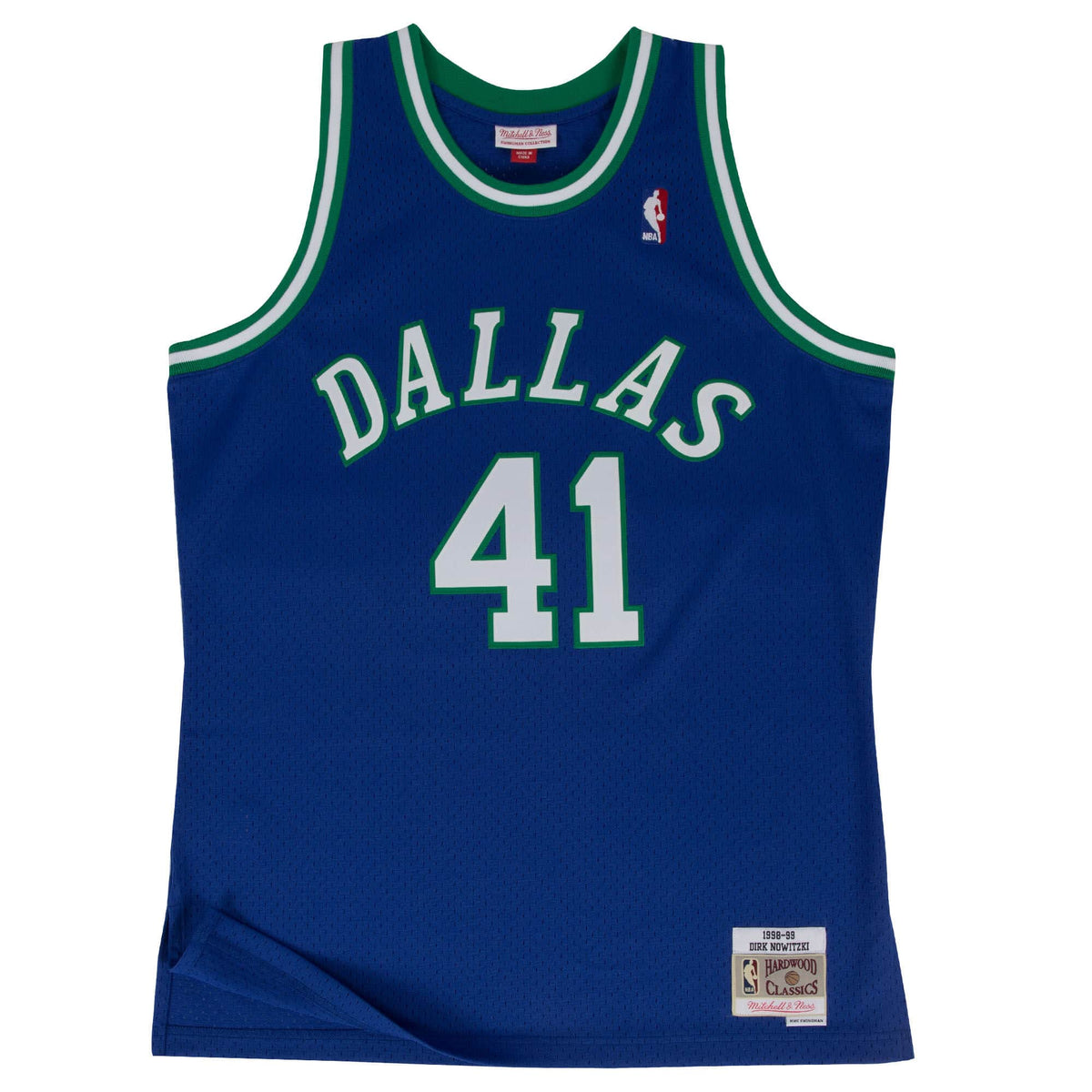 Dallas Mavericks Mitchell & Ness Dirk Hardwood Classic Name & Number Tee L / Navy