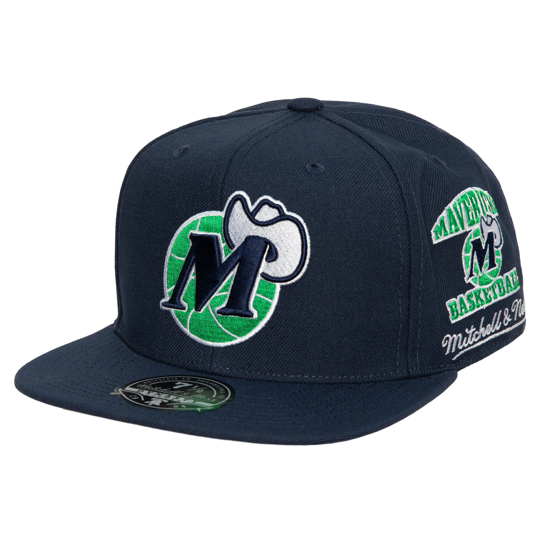 Youth Mitchell & Ness Navy/Green Dallas Mavericks Two-Tone Snapback Hat