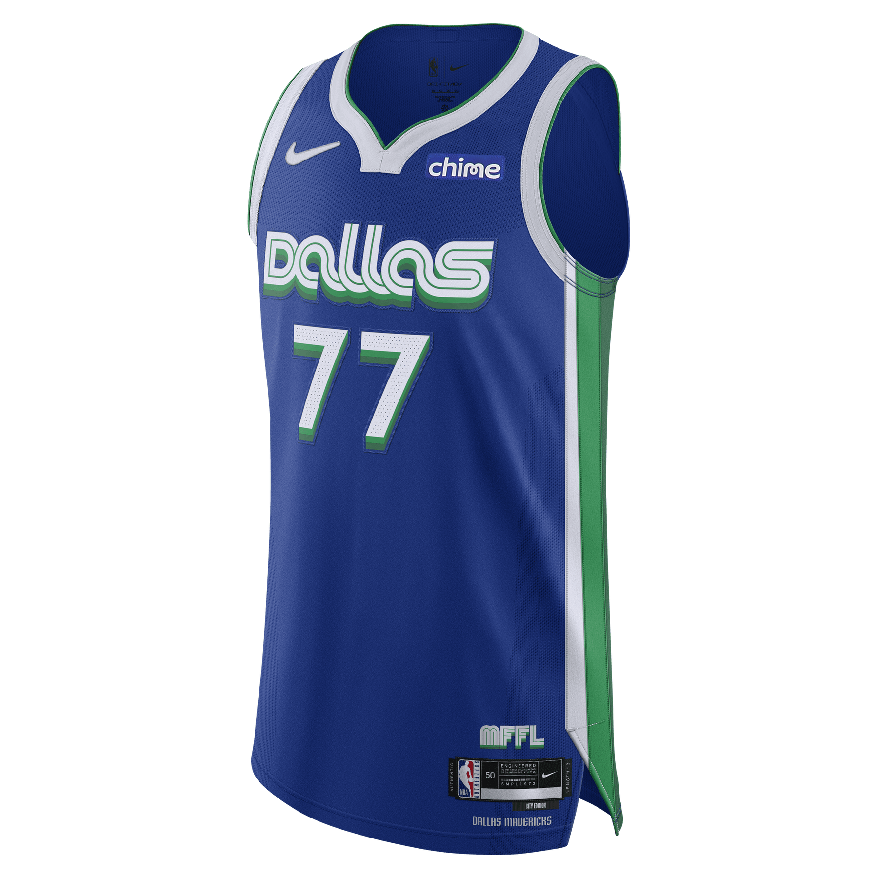 Original NBA Men's AU Blue Green White Dallas Mavericks #77 Luka Doncic  Players Court Authentic Jerseys